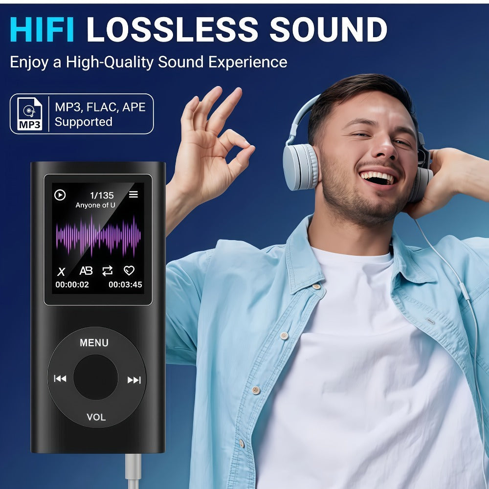 Wired MP3 and MP4 Player with 64GB Card Support, 8-Hour Battery and Six Model Options with Earphones