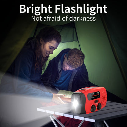 2000mAh AM/FM/NOAA Emergency Radio with Solar Panel, Hand Crank, LED Flashlight and Four Color Options