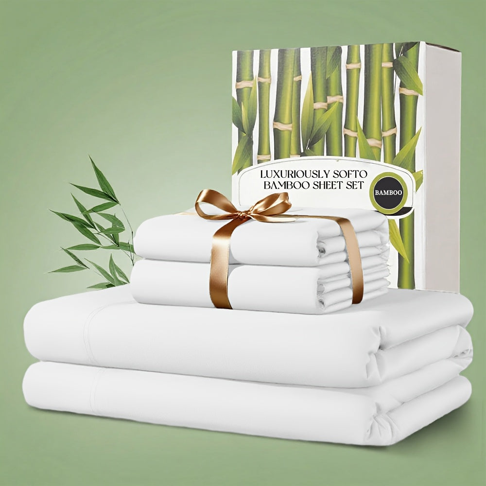 Sheet Set, Four-Piece 30% Lyocell and 70% Viscose Bedding with 18-to-24-Inch Fitted Pocket and Twelve Colors