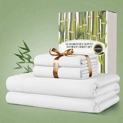 Sheet Set, Four-Piece 30% Lyocell and 70% Viscose Bedding with 18-to-24-Inch Fitted Pocket and Twelve Colors