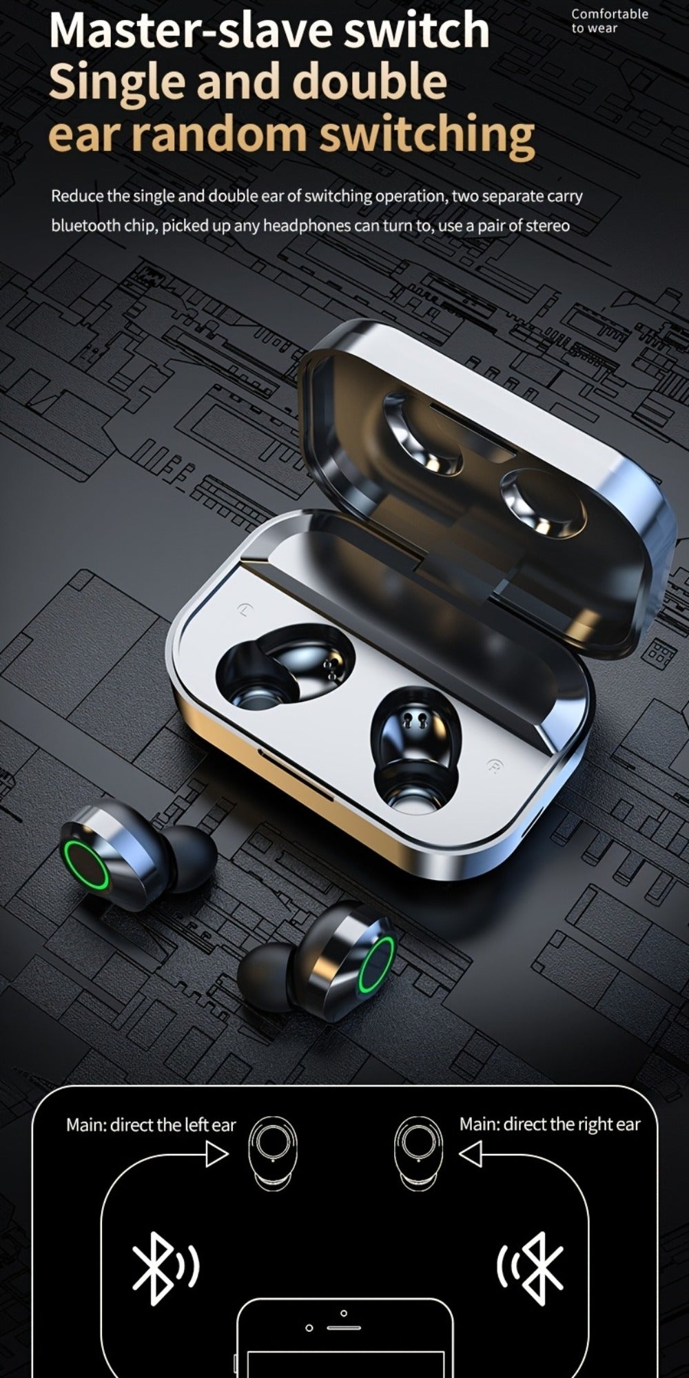 Wireless Earbuds Bluetooth 5.4 800mAh High-Capacity Battery Mirror Design Noise Isolation for Sports Running Fitness Gym Compatible with All Smartphones Modern Stylish