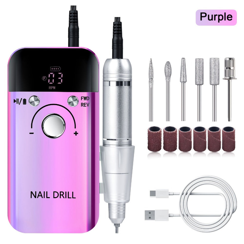 Electric Nail Drill 45000 RPM Rechargeable Kit with LCD, Forward Reverse and Four Color Options
