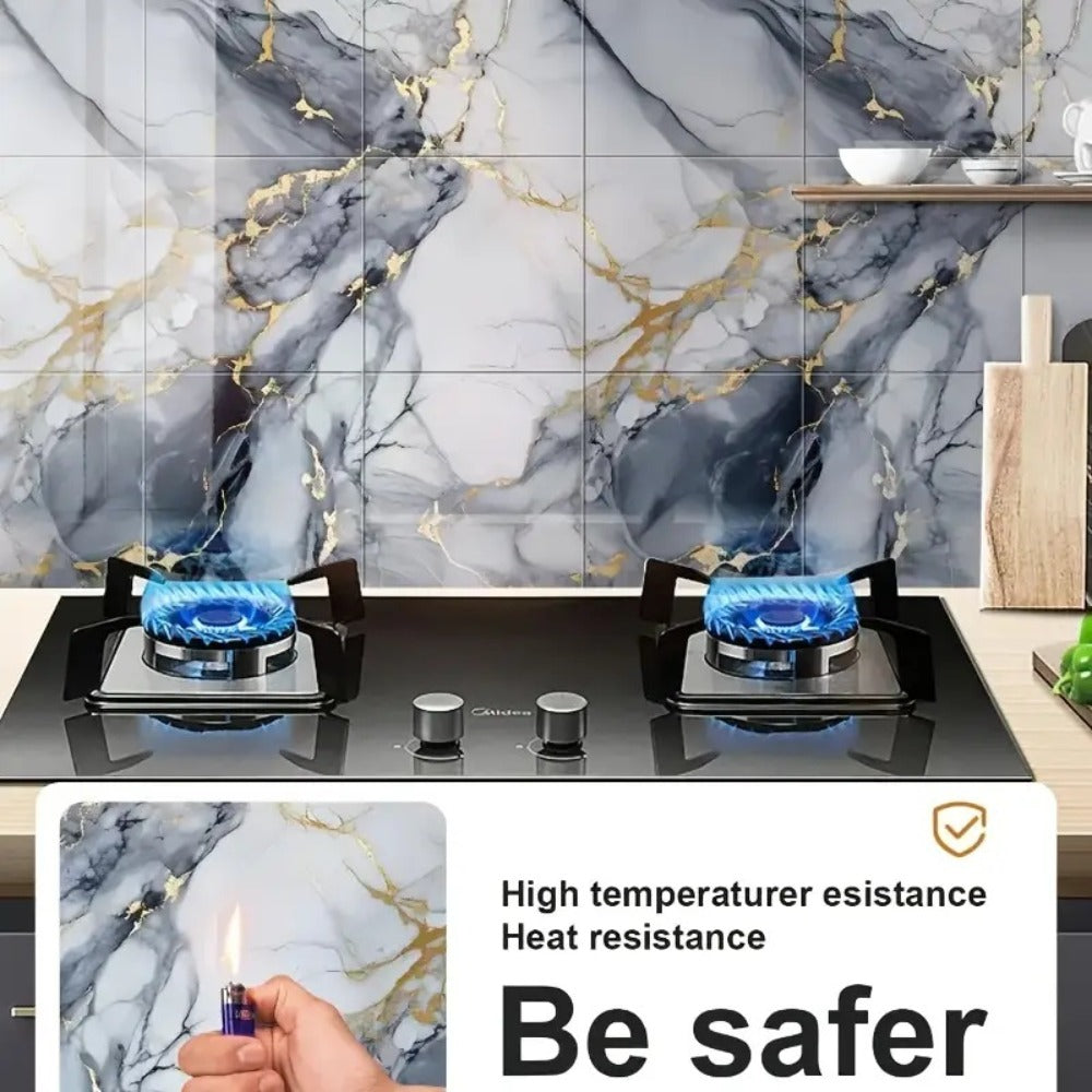 Twenty-Piece 30 cm Marble-Pattern Wall Tile Sticker Set with Five White, Green, Gray or Black Designs