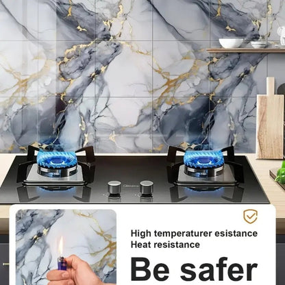 Twenty-Piece 30 cm Marble-Pattern Wall Tile Sticker Set with Five White, Green, Gray or Black Designs