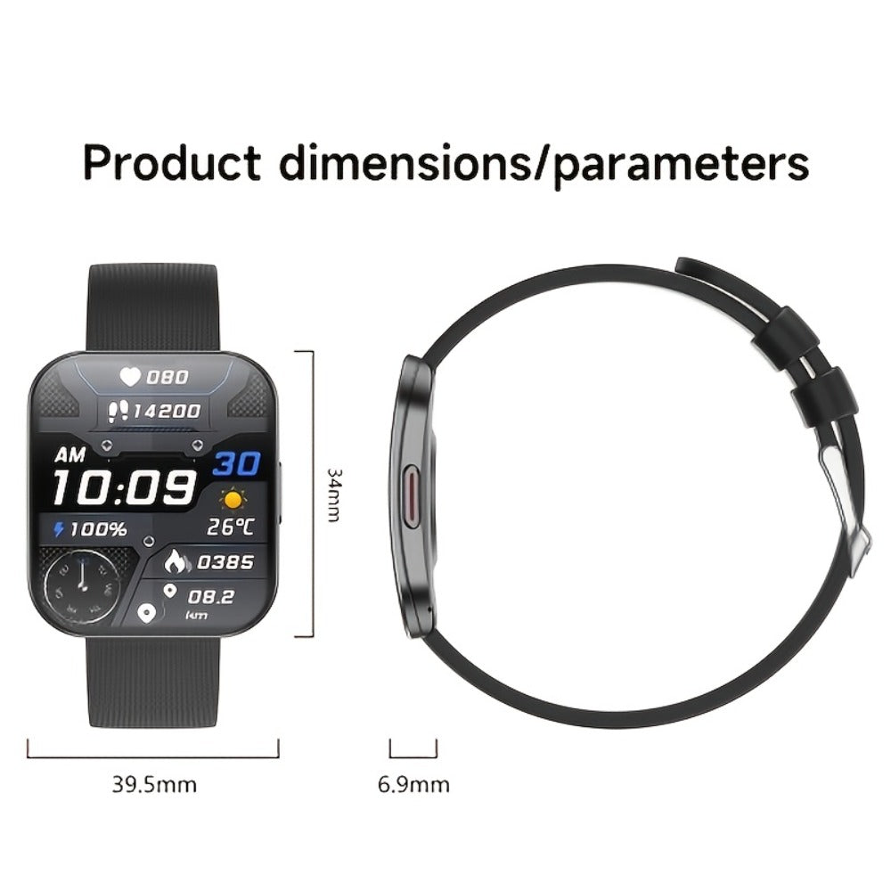 Curved Screen Smartwatch 1.85 Inch Full Touch Calling Messaging Music Camera Control Fitness Tracker Heart Rate Sleep Multiple Sport Modes Android iPhone Compatible Women Men Outdoor Lighting Version Black Pink
