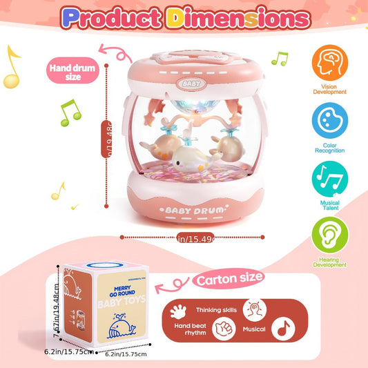 Baby Rotating Projector Music Toy 3 Months+ – Interactive Animal Sounds & Lights, Multi-Functional Sensory Learning Toy for Infants, Party Music & Motor Skills Development Gift for Boys & Girls