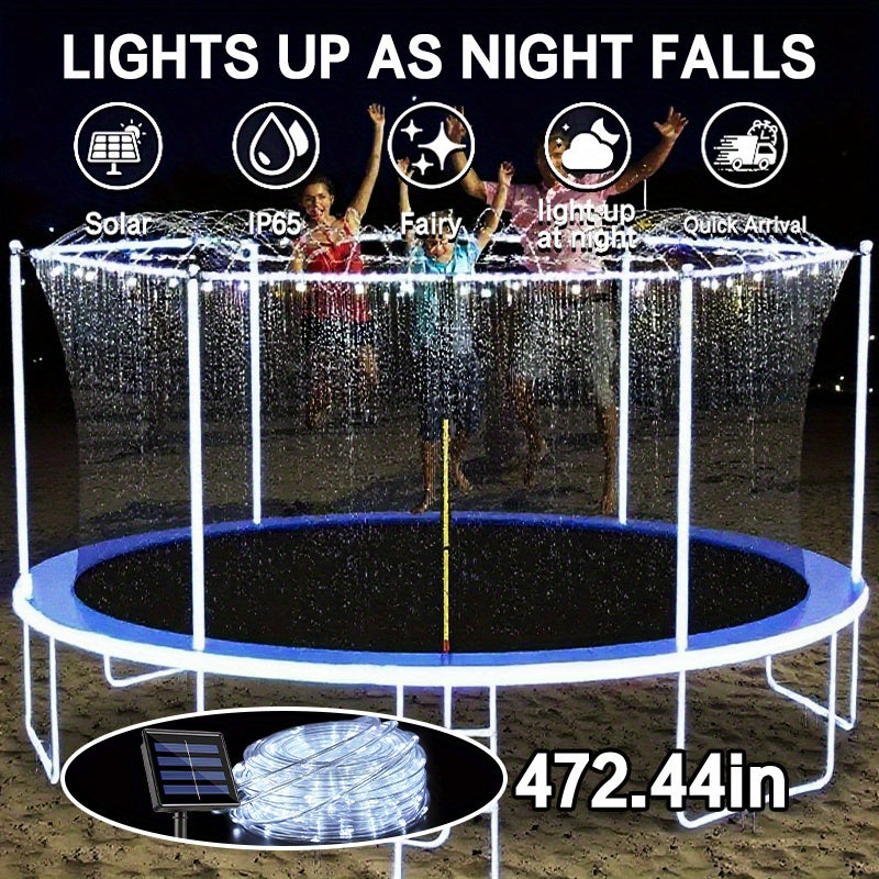 Solar Trampoline Rope Lights with Separate Panel, 50 or 100 LEDs and Multicolor, White or Blue Options