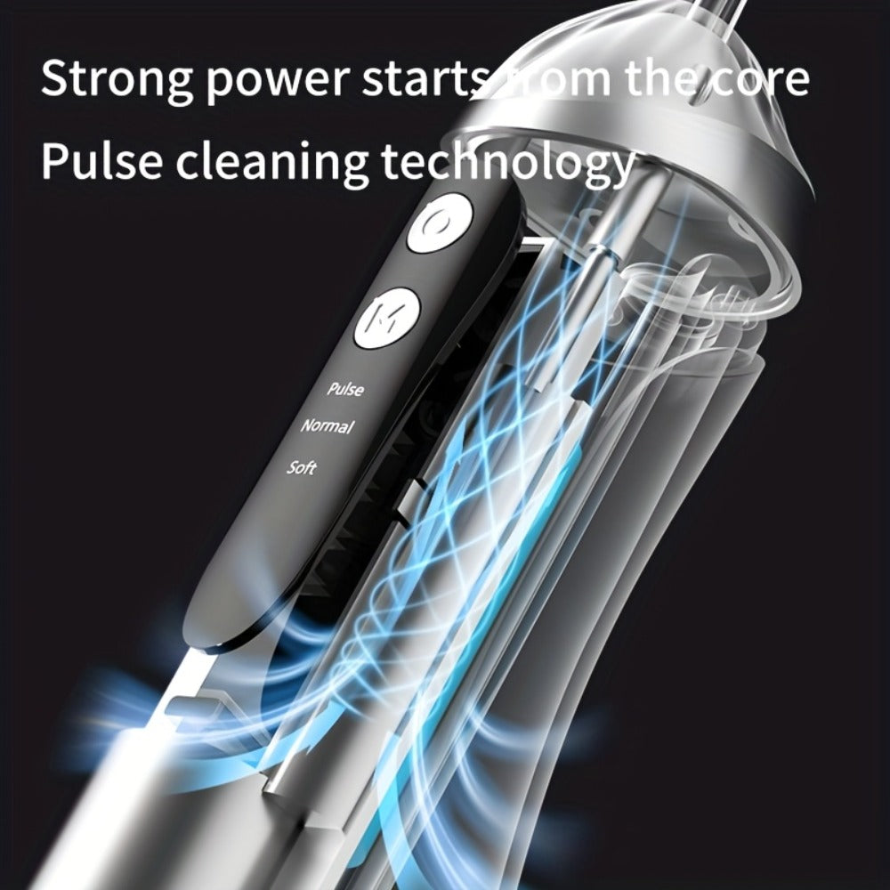 Water Flosser Portable Three-Mode Design with USB Charging, Brush Head Attachment and Three Color Options