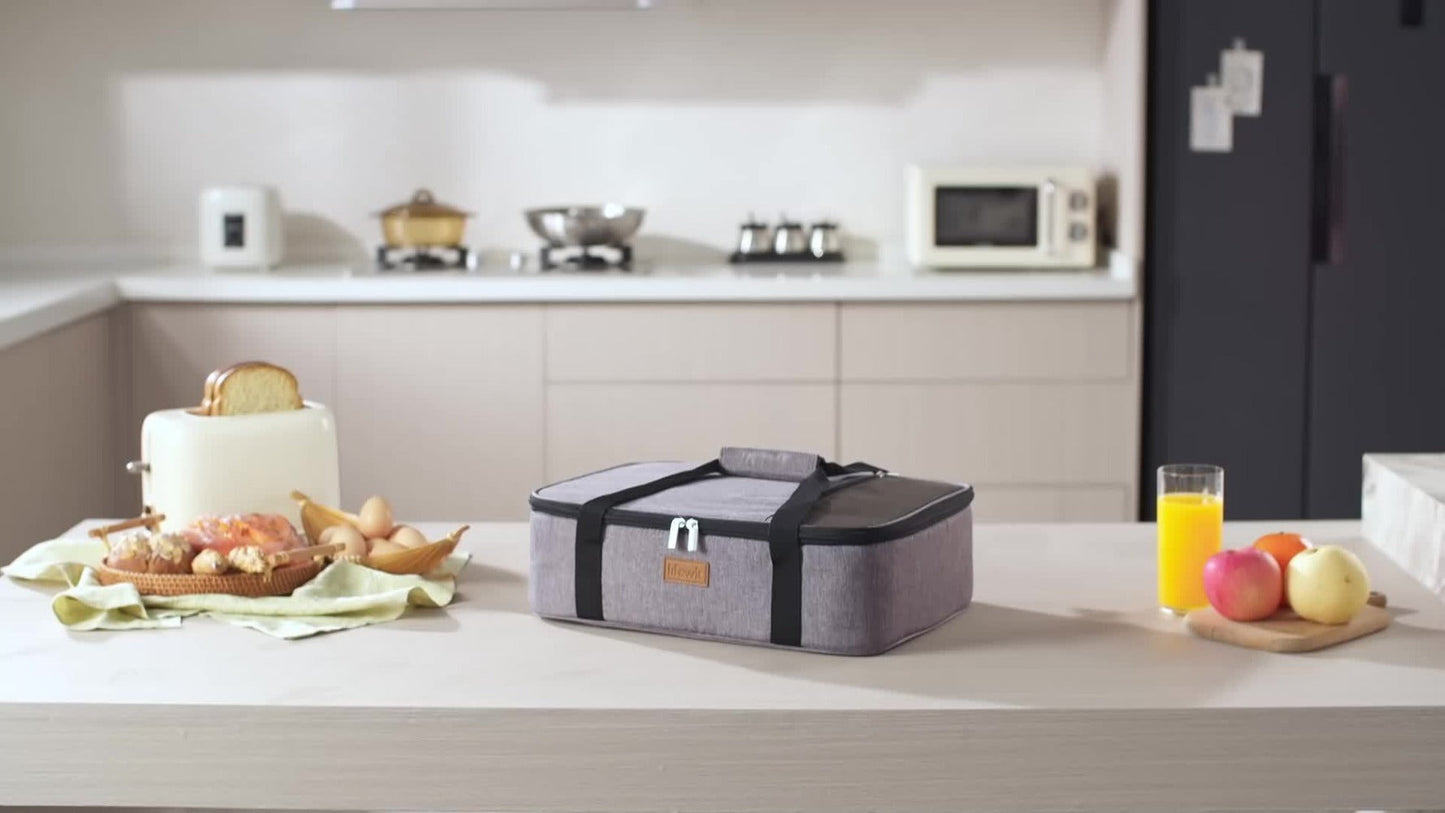 Insulated Casserole Carrier, 15.7-Inch Baking Dish Bag in Single or Double-Deck Configurations