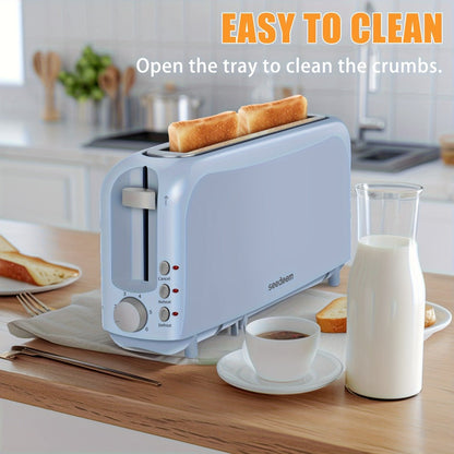 2-Slice Toaster Slim Ultra-Thin Design – 6 Browning Settings, 10" Long Slot, Reheat & Defrost Functions, Auto Shut-Off, Removable Crumb Tray, 6 Colors Available
