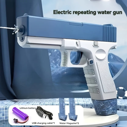 Rechargeable Dual-Magazine Electric Water Blaster with Two Swappable Tanks and Pink Finish
