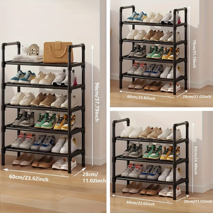 Black Multi-Tier Shoe Rack in 3 to 8-Tier Options, 23.62 Inch Wide for Entryways and Closets
