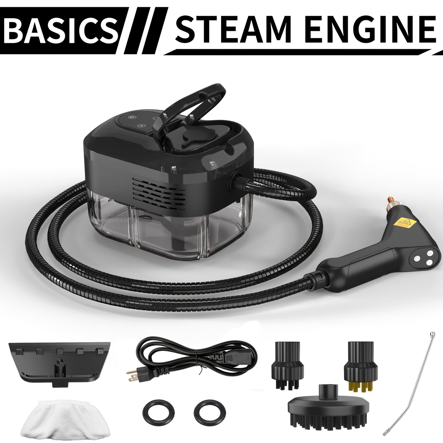 Steam Cleaner by GAKOZ, Canister Kit with Handheld Wand, Flexible Hose, Brush Heads and Glass Scraper Options
