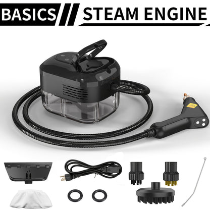 Steam Cleaner by GAKOZ, Canister Kit with Handheld Wand, Flexible Hose, Brush Heads and Glass Scraper Options