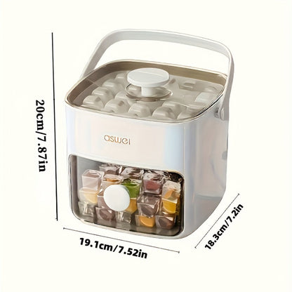Ice Cube Tray 48 Grid Double Layer Large Capacity - Easy Press Stackable Ice Mold Food Grade Plastic for Freezer Refrigerator, Quick Release Ice Cube Maker for Drinks Cocktails Water, Green