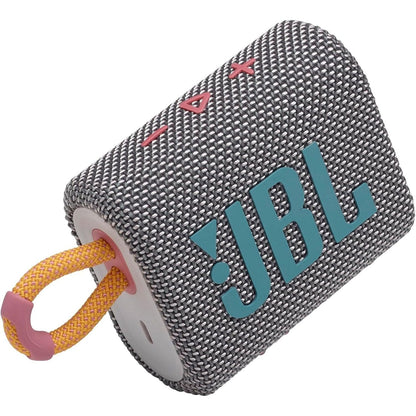 JBL Go 3 IP67 Waterproof Portable Bluetooth Speaker, Big Audio & Punchy Bass, 5-Hour Playtime, USB-C Fast Charge, Rugged Fabric Design with Carry Loop for Outdoor Travel Beach Shower