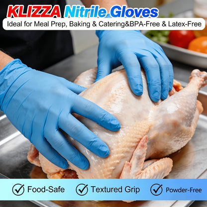 KLIZZA Blue Nitrile Disposable Gloves in 1000-Count Ten-Box Cases with Four Size Options from S to XL