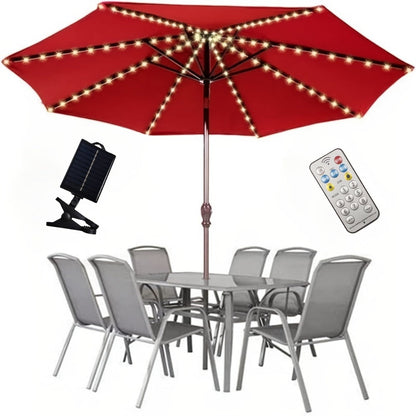 Solar Patio Umbrella Light 104 LED – 8 Modes Remote Control Outdoor Market Umbrella Lamp | Solar Powered Warm White Light for Backyard, Deck, Poolside, Beach, Garden & Camping | Battery Included