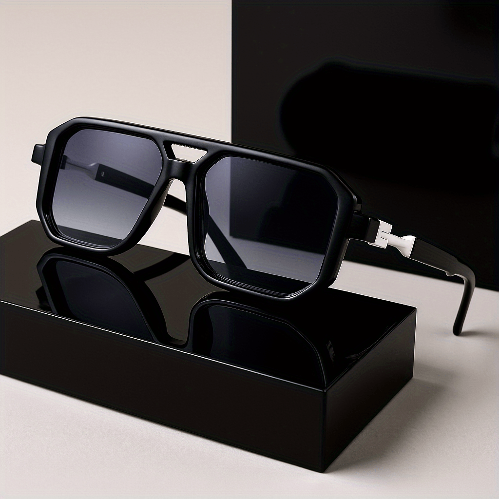 Sunglasses for Men - Retro Square UV400 Oversized Frame - Tortoiseshell Arms Unisex Fashion - product detail view 23