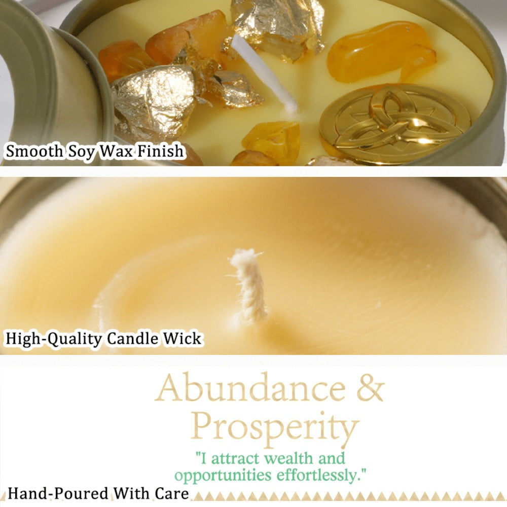 Crystal-Style Tin Candle with Eleven Intention Labels and One- or Two-Piece Checkout Options