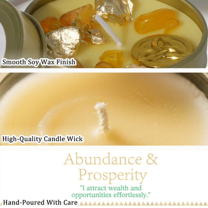 Crystal-Style Tin Candle with Eleven Intention Labels and One- or Two-Piece Checkout Options