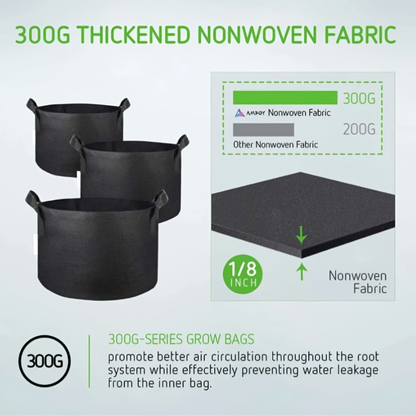 Black 5-Gallon-Labeled Grow Bags with Handles in 10-Pack or 20-Piece Checkout Options for Garden Planting