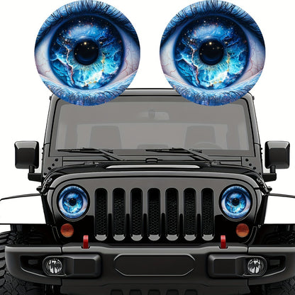 3D Beast Eye Headlight Stickers – Funny Car Headlight Decals for Jeep Round Headlights, Truck Body, Bumper & Window Decoration, Reusable PVC Glossy Stickers (1 or 2 Pairs)