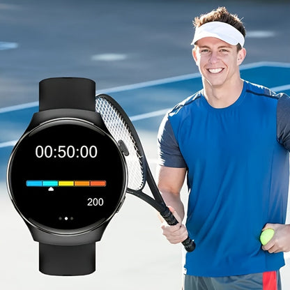 Alarm Smartwatch with Silicone Strap – Wireless Calling, Pedometer, Calorie Tracker, Music Playback, Remote Camera & Multi-Sport Modes – Unisex Men & Women Silver Black