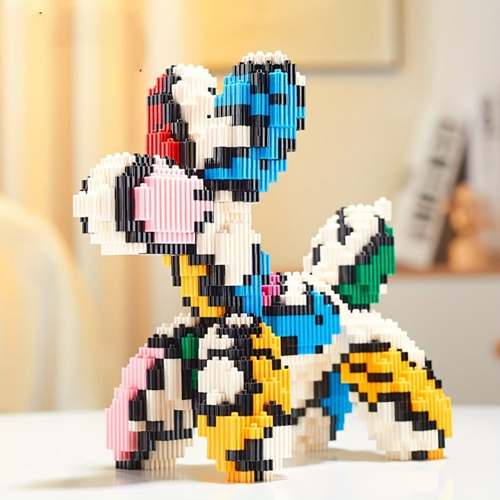 Balloon Dog Building Block Sculpture in Five Pictured Designs with 7.48-Inch Length for Adult Pop Art Display