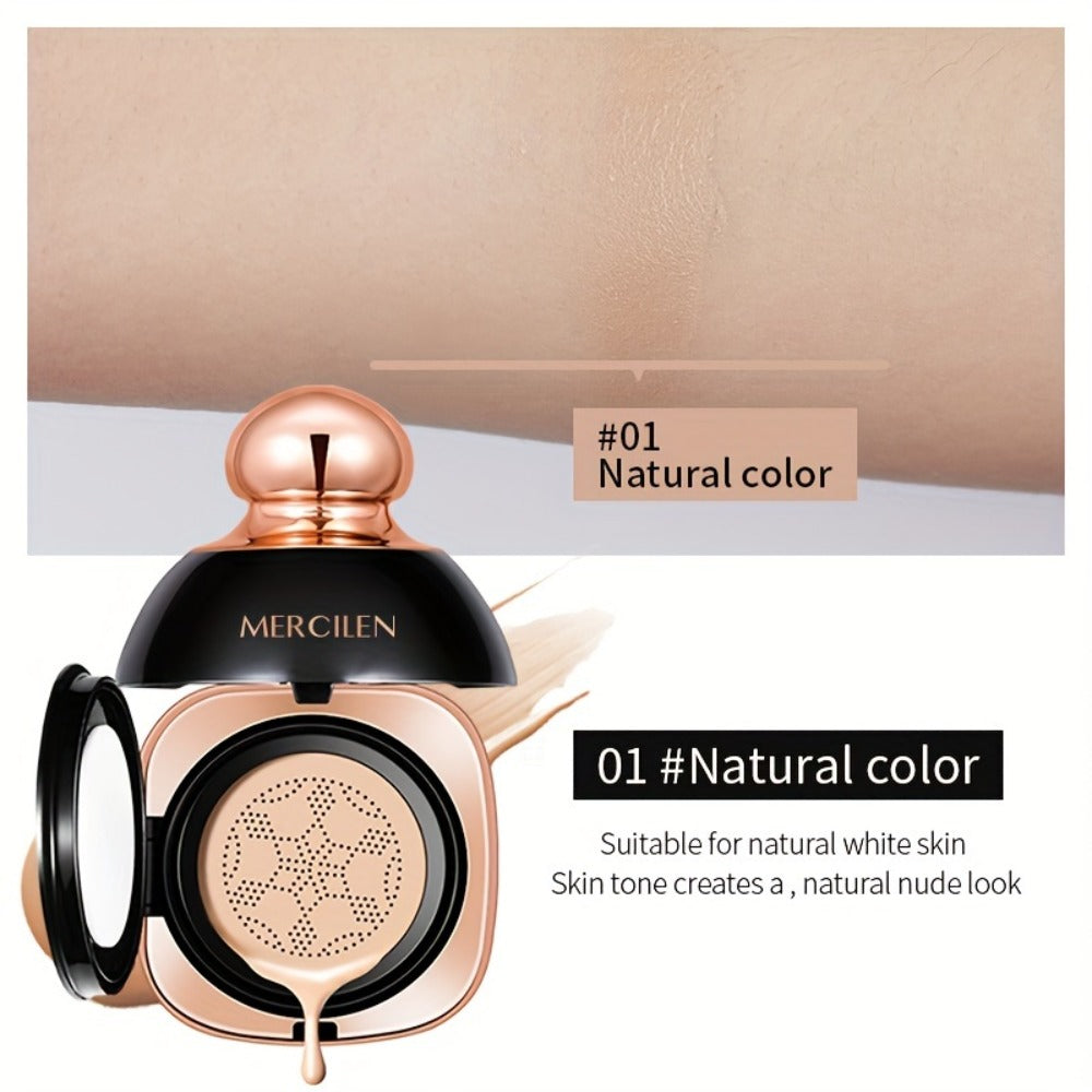 Air Cushion CC Cream Concealer Foundation MERCILEN Moisturizing Buildable Coverage Natural Dewy Finish – Hydrating Long-Lasting Face Makeup for Sensitive Skin Women All Skin Types