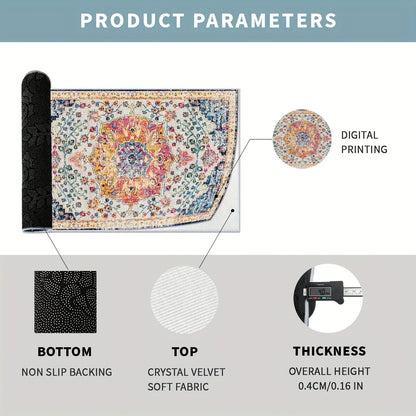 Bohemian Medallion Outdoor Area Rug in Four Rectangular or Round Sizes for Patio, RV and Picnic Spaces