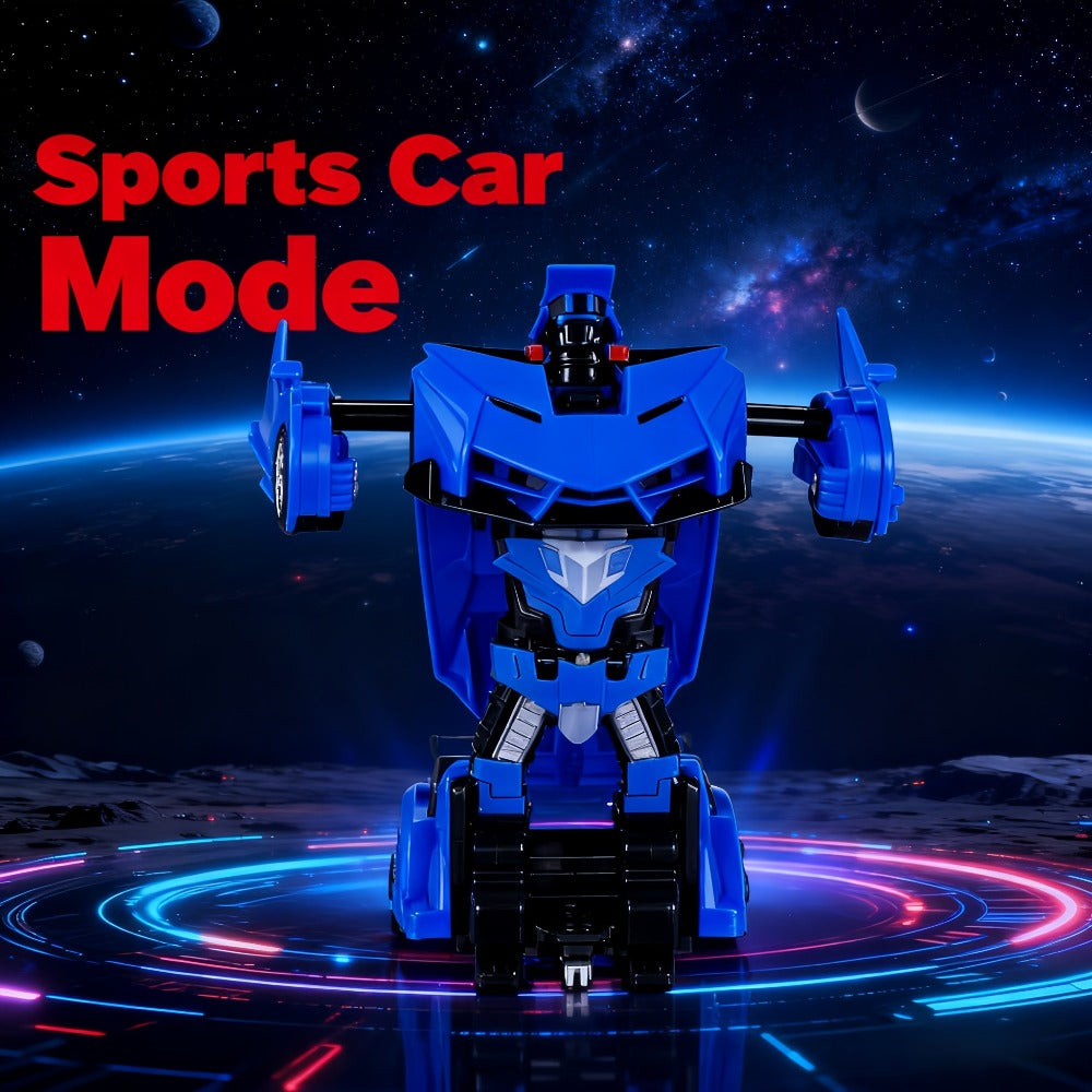 RC Transform Robot Car 1:18 Scale One-Button Deformation – Long Range Remote Control with LED Headlights & 360° Drift Stunt, Cool Birthday Christmas Easter Gift for Boys Girls Ages 3+