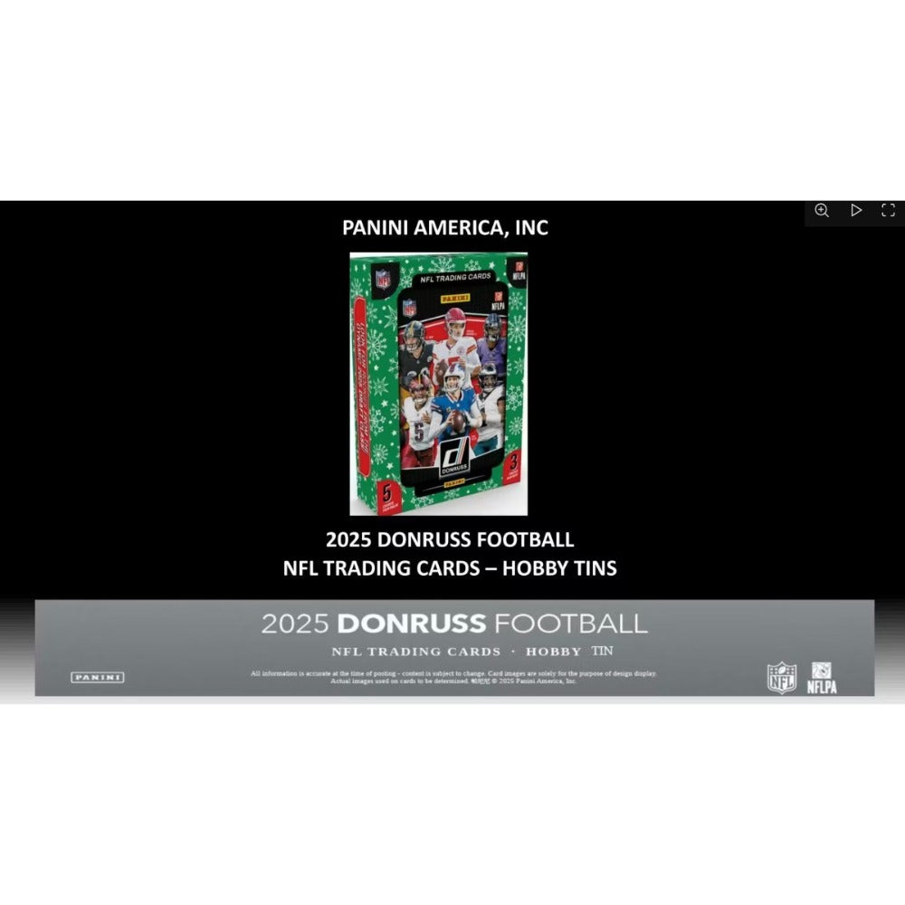 Donruss Football Trading Card Holiday Tin and Jumbo Value Pack Bundle, 2025 with Three Press Proof Purple Cards