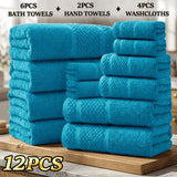 12-Piece Towel and Bath Towel Set - Turquoise Green