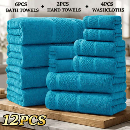 Towel Set 12, 16 or 18 Piece 450GSM Cotton-Blend Bath, Hand and Face Towels in Multiple Colors