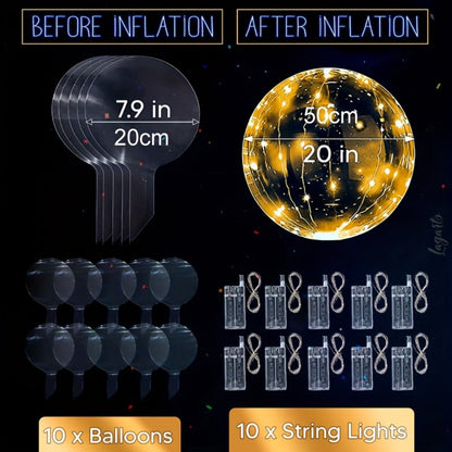 LED Light Up Bobo Balloons with LED String Lights 20pcs Party Decoration Kit – Birthday Wedding Christmas Easter Graduation Decor