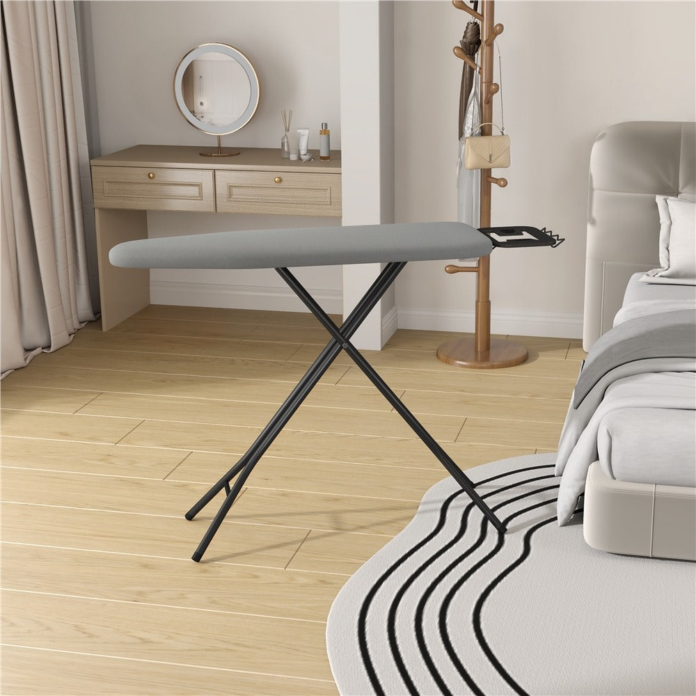 Ironing Board Full Size Adjustable Height Foldable Iron Board with 4-Leg Stand 4-Layer Thick Pad Iron Rest Safety Lock for Home Dorm Laundry Room