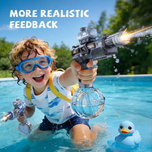Kids Electric Water Gun with Sound Effects for Ages 3-6 – Automatic High Capacity Squirt Blaster Long Range, Toddler Summer Outdoor Pool Beach Backyard Party Toy, Birthday Gift for Boys Girls, 2-Pack Option