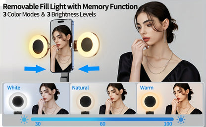 AI Face Tracking Vlogging Kit All-in-One with 70.9 Inch Tripod, LED Fill Light & Microphone – 360° Auto Tracking Content Creator Bundle for TikTok YouTube Instagram, iPhone & Android Compatible