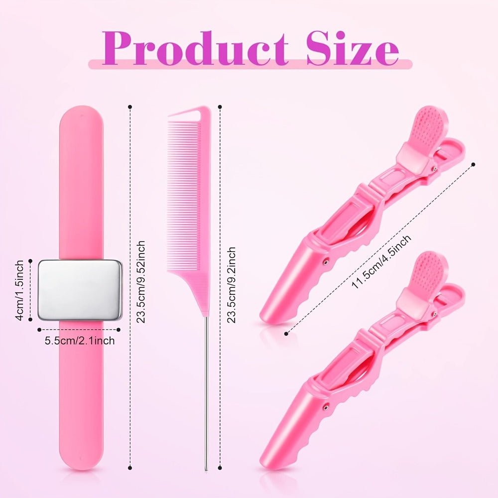 18-Piece Hair Sectioning and Styling Set with Clips, Combs, Parting Tools and Magnetic Wrist Holder