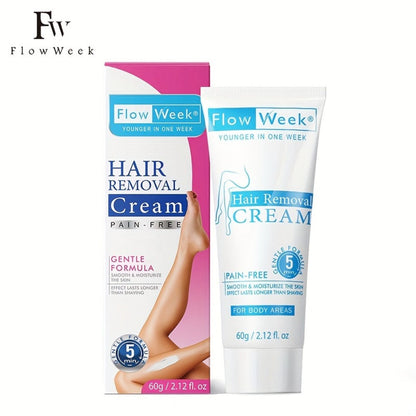 Hair Removal Cream Flow Week 60g Tube with One Three or Five Pack Options for External Body Grooming