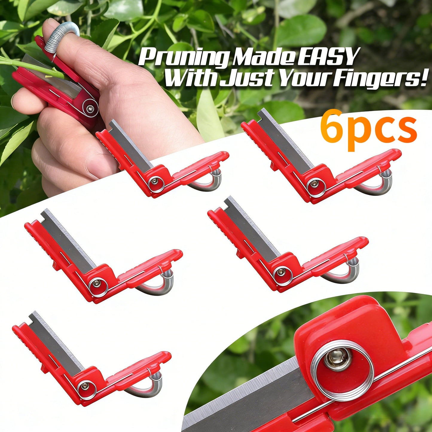 Thumb Knife Garden Harvesting Set 6-Pack - Safety Finger Guard Cutter for Picking Fruits, Vegetables & Herbs in Orchard, Garden & Farm - Multi-Function Thumb Ring Blade Tool