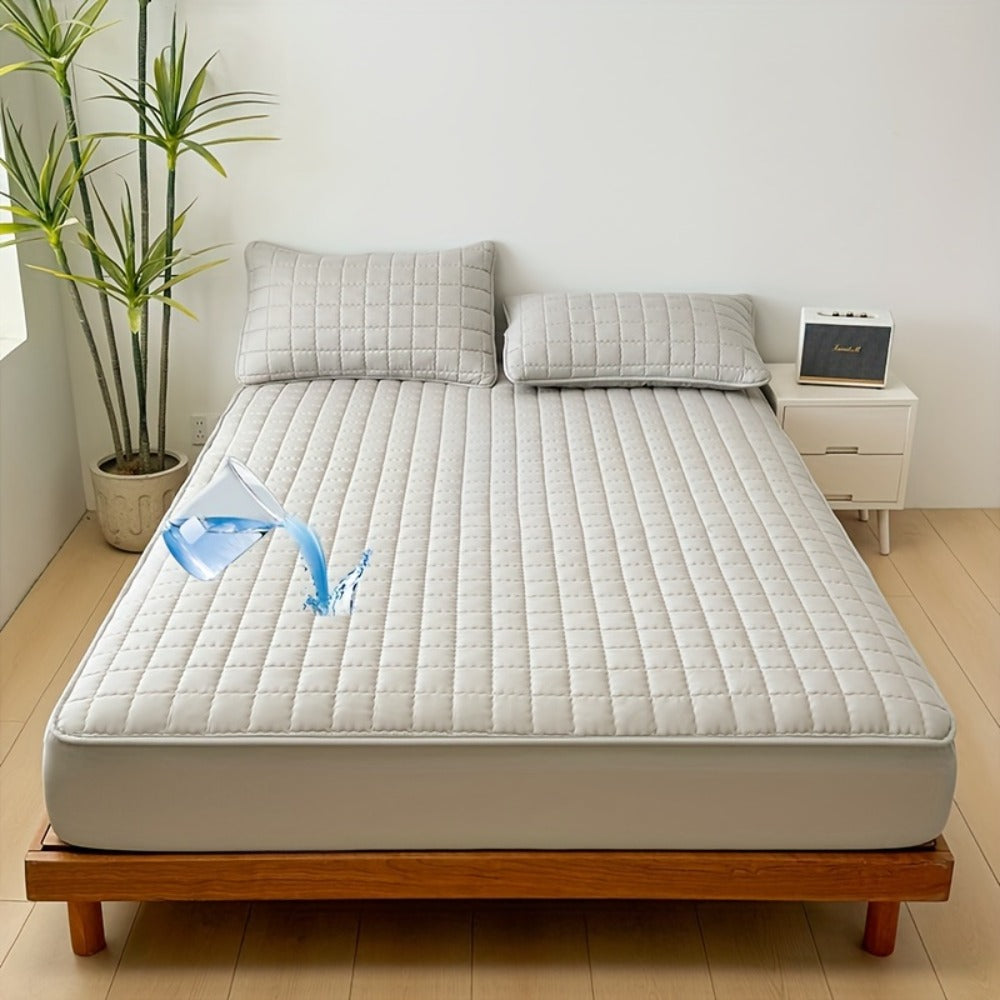 Channel-Quilted Fitted Mattress Protector in Six Colors and Full, Queen or King Size Options