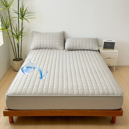 Channel-Quilted Fitted Mattress Protector in Six Colors and Full, Queen or King Size Options