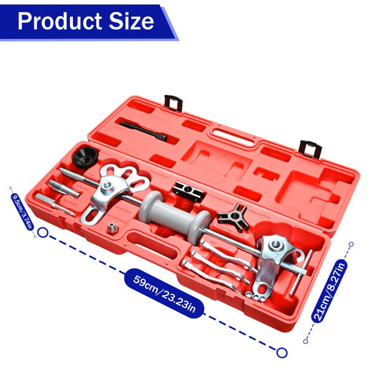 Slide Hammer Puller Kit 19-PC – 10 LB Forged Steel Hammer & 12 Adaptors, Bearing Race Seal Removal Tool, Universal Auto Repair Puller Set for Car Truck Mechanic Shop