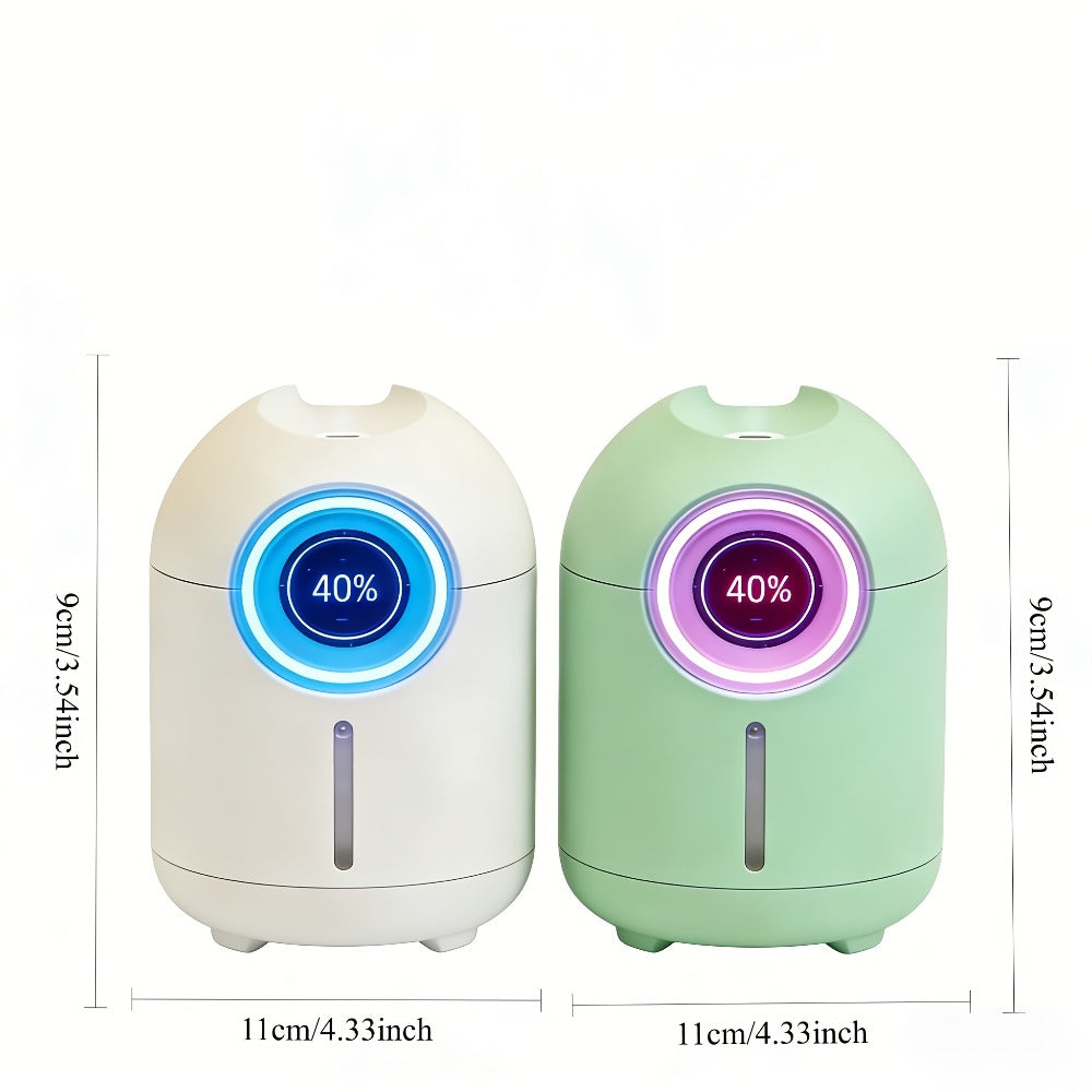 Humidifier 3-Piece Mini Set with Adjustable Mist, Soft LED Light and White-Green Color Combinations