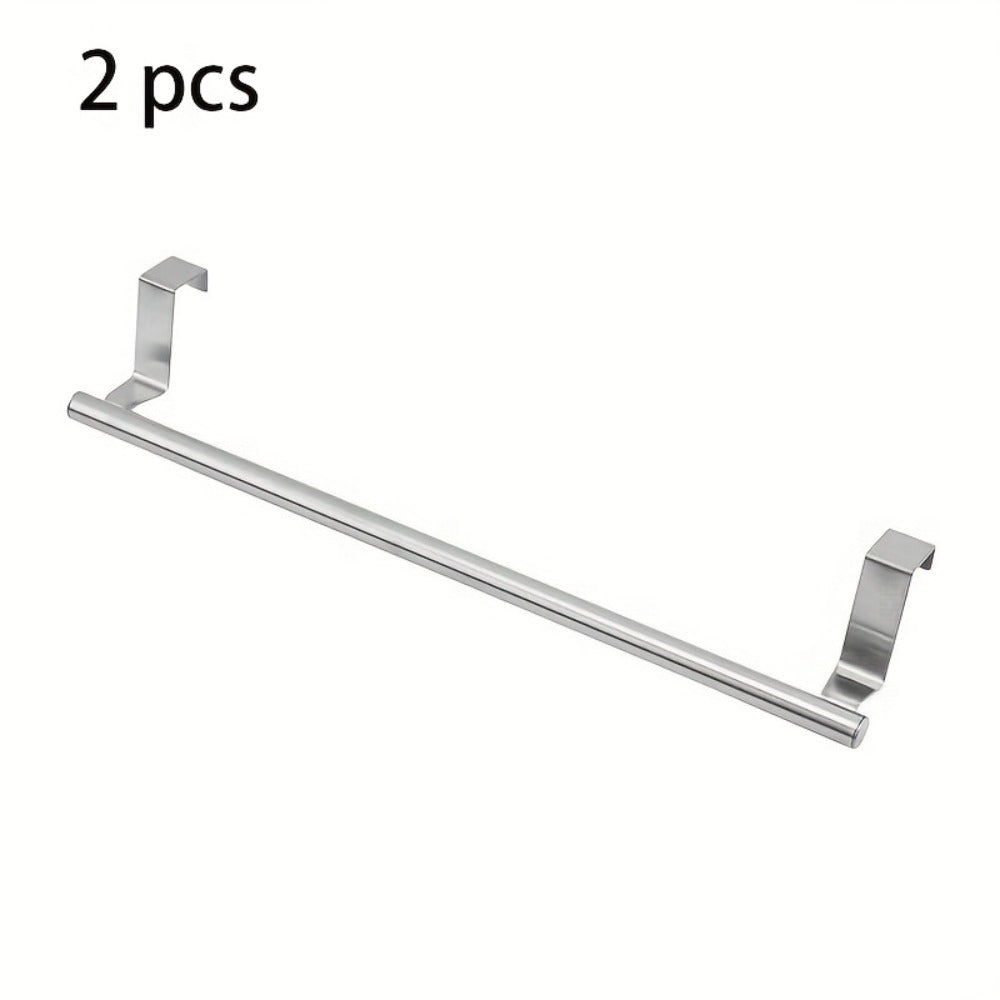 Stainless Steel Over-Cabinet Towel Bar Set, 2 Pieces in Black or Silver, 36.5cm for Kitchens and Bathrooms