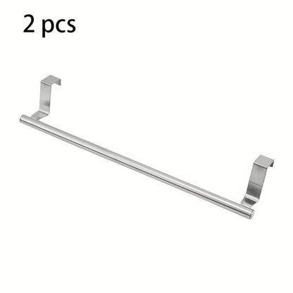 Stainless Steel Over-Cabinet Towel Bar Set, 2 Pieces in Black or Silver, 36.5cm for Kitchens and Bathrooms