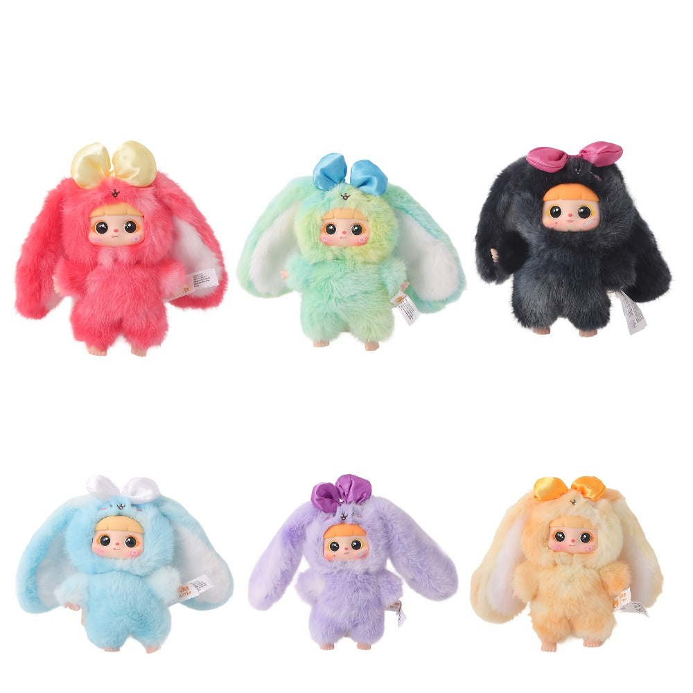 Plush Toy – Kawaii Rabbit with Detachable Face Panel and Assorted Character Styling for Display