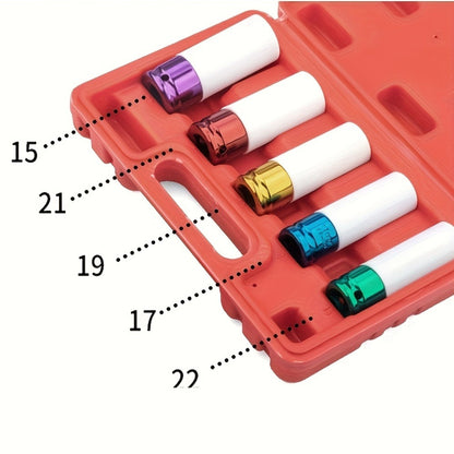 Lug Nut Socket Set 5-Piece 1/2" Drive Deep Impact Sockets – Wheel & Tire Removal and Installation Tool for Cars, Trucks & SUVs